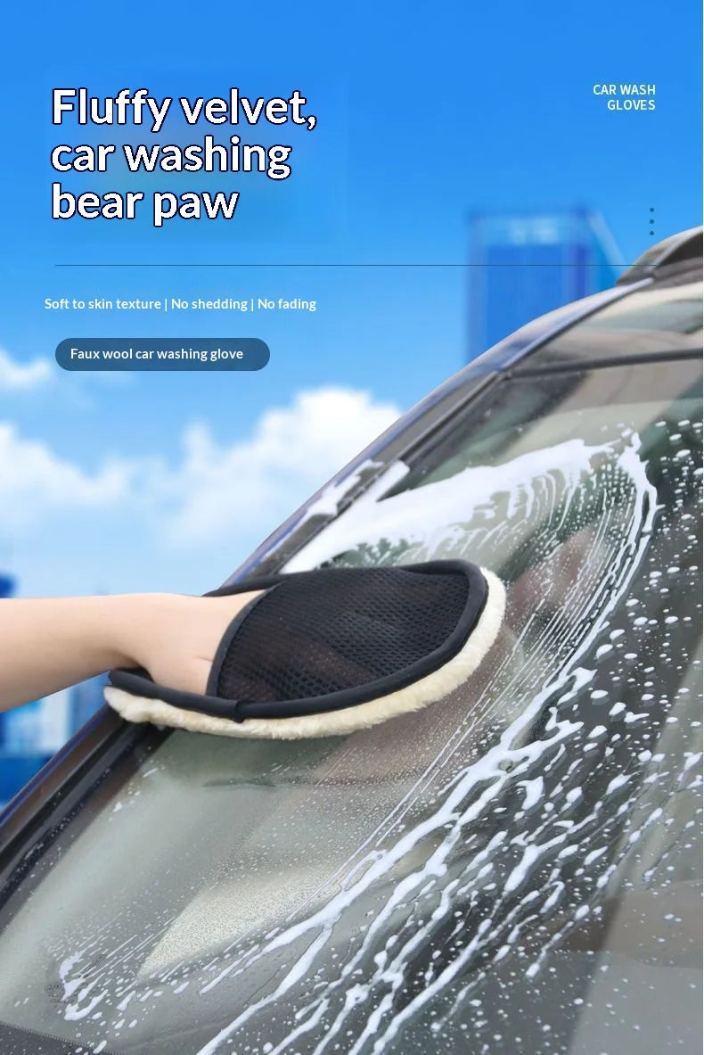 Thickened fleece gloves for car washing fleece cleaning gloves car maintenance waxing supplies cleaning tool gloves