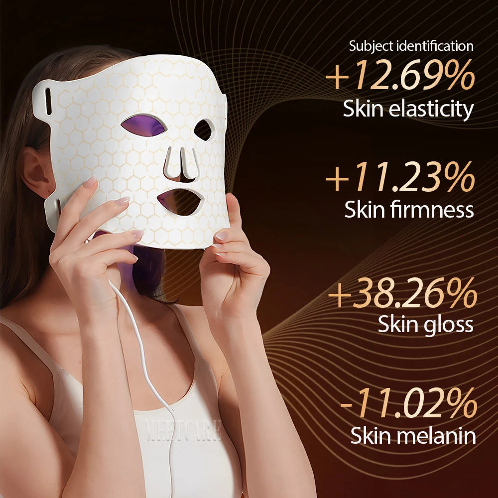 7 Colors LED Facial Mask Light Therapy Silicone Photon Beauty Mask for Lift Face Anti Shrink Pore Skin Repair Whiten Oil Control