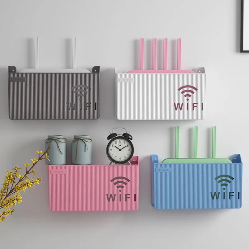 Wireless Wifi Router Shelf Storage Box Wall Hanging ABS Plastic Organizer Box Cable Power Bracket Organizer Box Home Decor