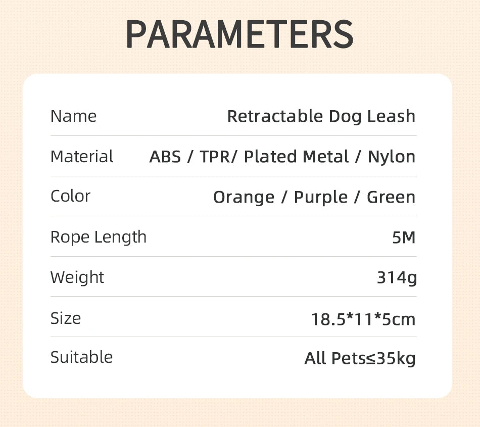 5M LED Luminous Retractable Dog Leash for Night Safety
