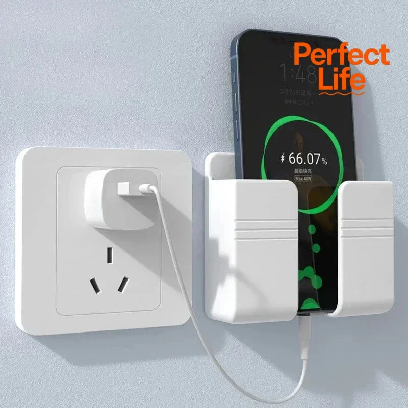 Multifunction Mobile Phone Holder Wall Mounted Organizer Storage Box Wall Remote Control Charging Dock Stand Organizer Bracket