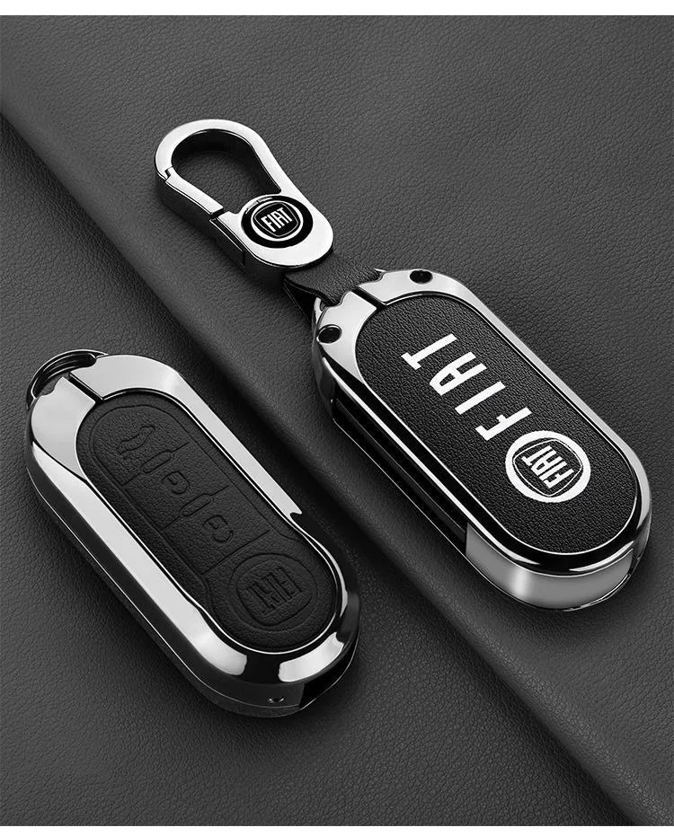 Leather Car Remote Key Case Cover Shell Protector for Fiat Ducato 500 500L Panda Grande Punto Lancia Musa Keychain Accessories