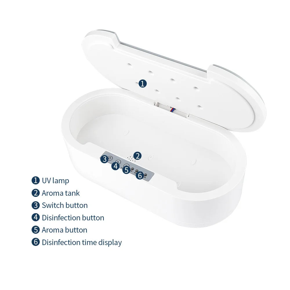 Esterilizador UV Elétrico com Aromaterapia para Joias Óculos Telemóveis Ferramentas de Manicura e Maquilhagem