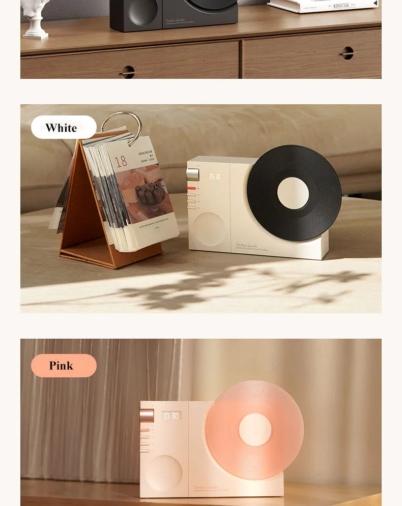 Mini Retro Bluetooth 5.3 Speaker with AUX Playback Wireless Hifi Retro Film Sound Music Box with Clock Display Support TF Card