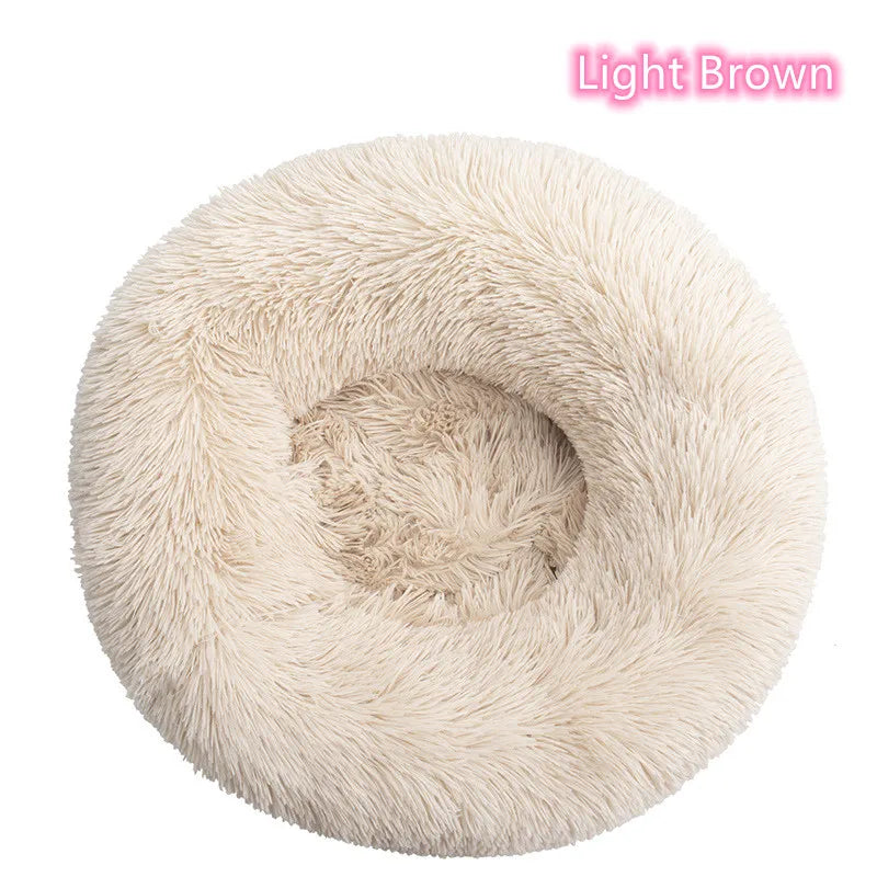 Cama Para Animais De Estimação Super Macia Para Gatos Pelúcia Tamanho Normal Lavável Cama Calmante Cama Donut Artefacto De Dormir Confortável Adequado Para O Inverno