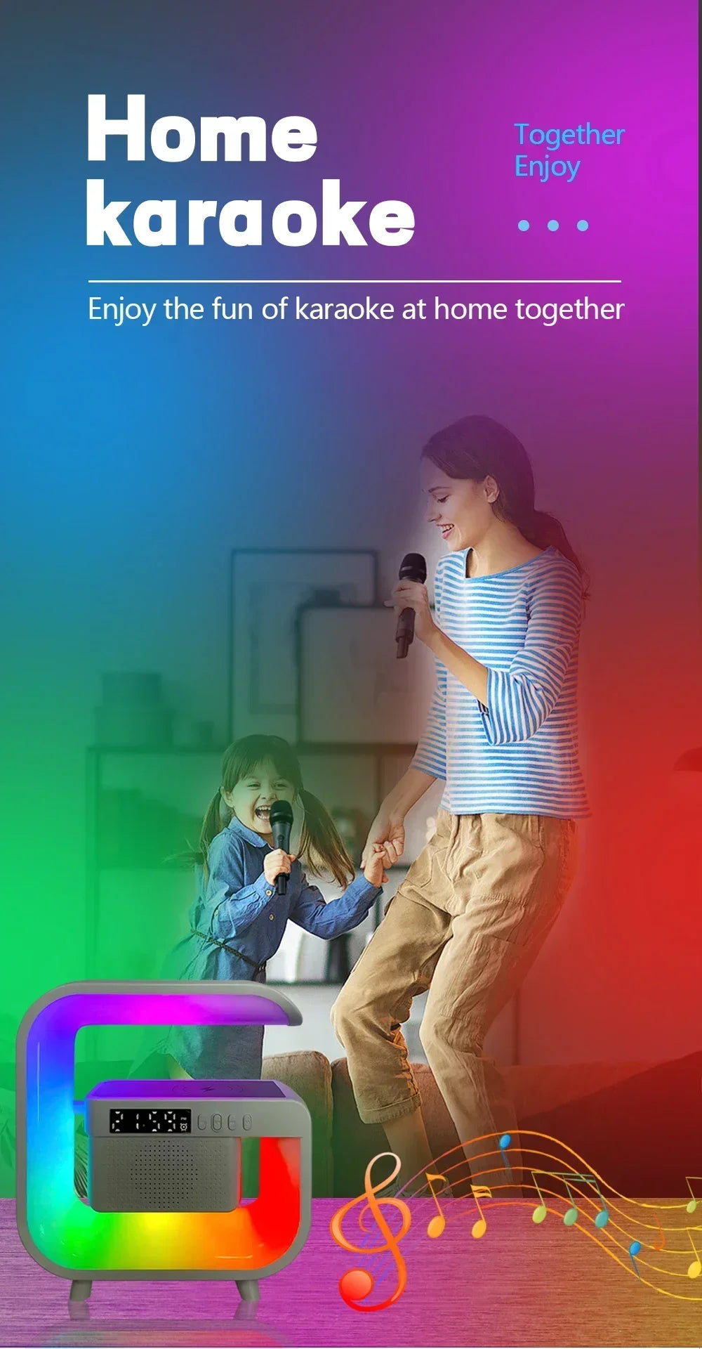 Bluetooth Wireless FM TF Speaker Phone Wireless Charger RGB Light for iPhone Samsung Xiaomi Fast Charging Home Portable Speakers