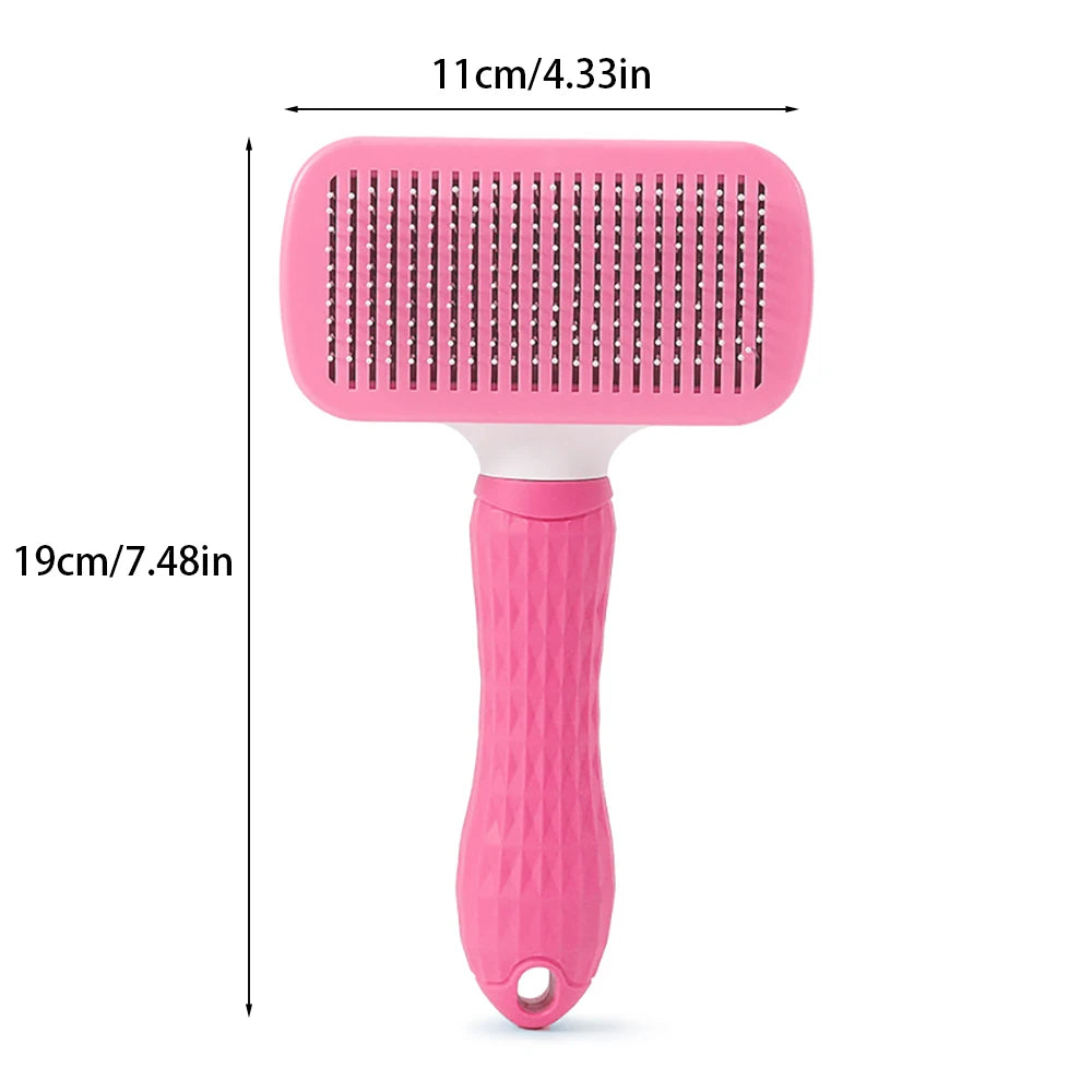 Self-Cleaning Stainless Steel Pet Grooming Brush for Dogs & Cats