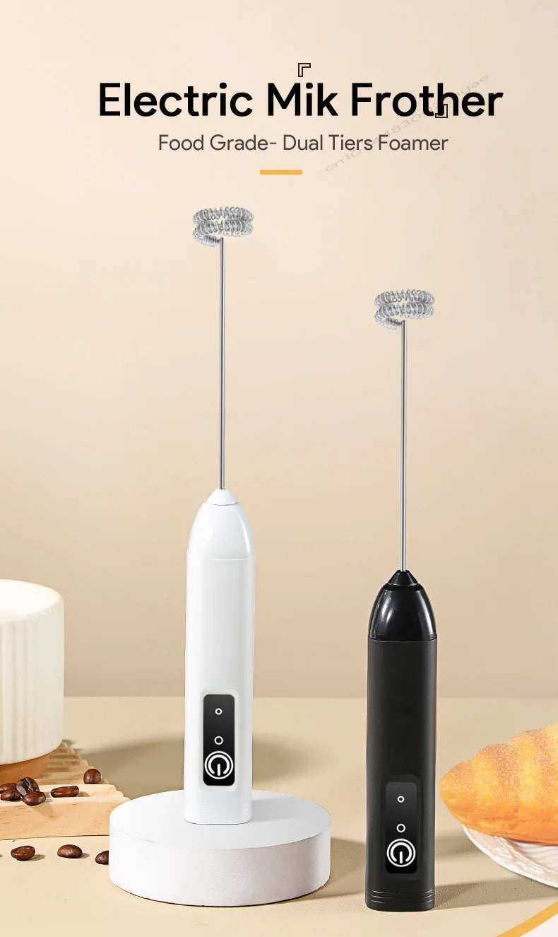 USB Rechargeable 3-Speed Handheld Milk Frother and Whisk