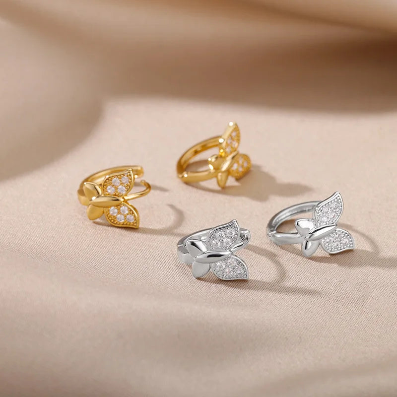 Modern Butterfly Gold Stainless Steel Hoop Earrings Trend