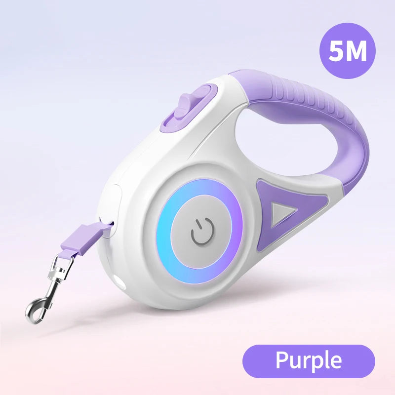 5M LED Luminous Retractable Dog Leash for Night Safety