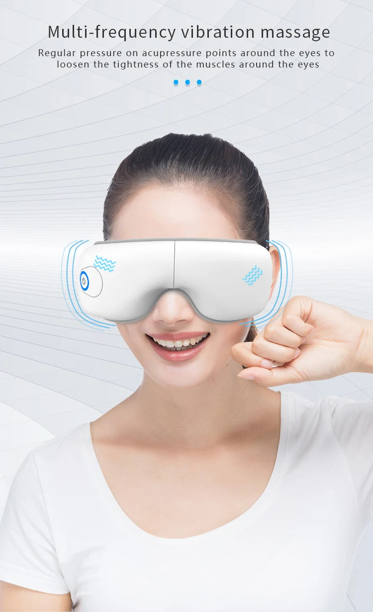Folding Eye Massager Eye Mask with Heat and Bluetooth Music Airbag Eye Care Device Gift for Eye Strain Dry Eye Improve Sleep