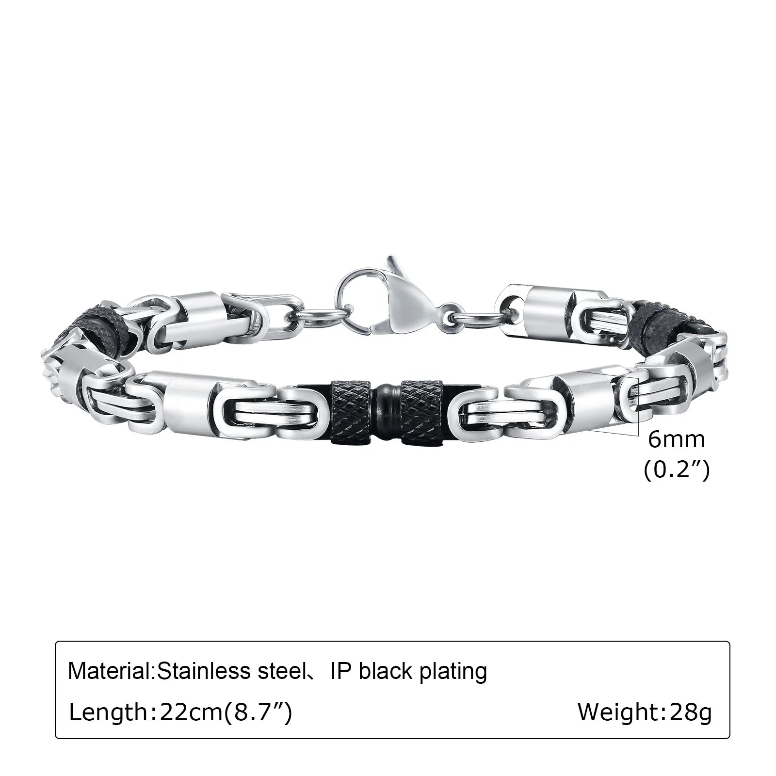 Pulseiras Bizantinas Punk para Homens e Rapazes, Pulseira de Elos de Aço Inoxidável Feita à Mão, Presentes de Joalharia Casuais Elegantes