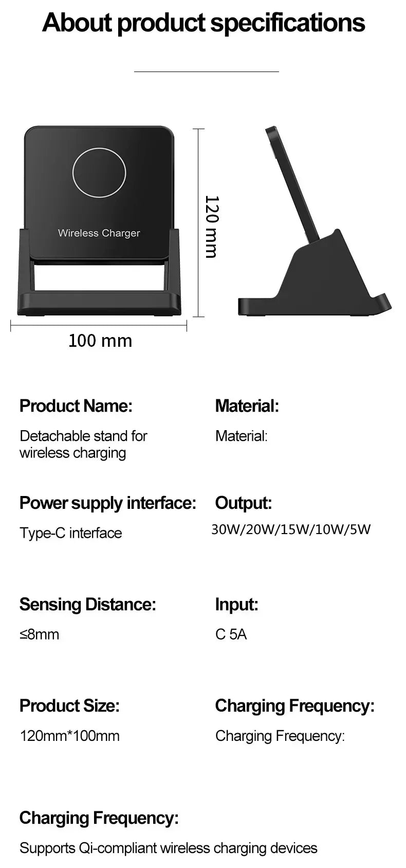 30W Wireless Charger Removable Desktop Vertical Holder Stand For iPhone 16 15 14 13 12 Samsung S25 Xiaomi 15 Quick Charging Dock
