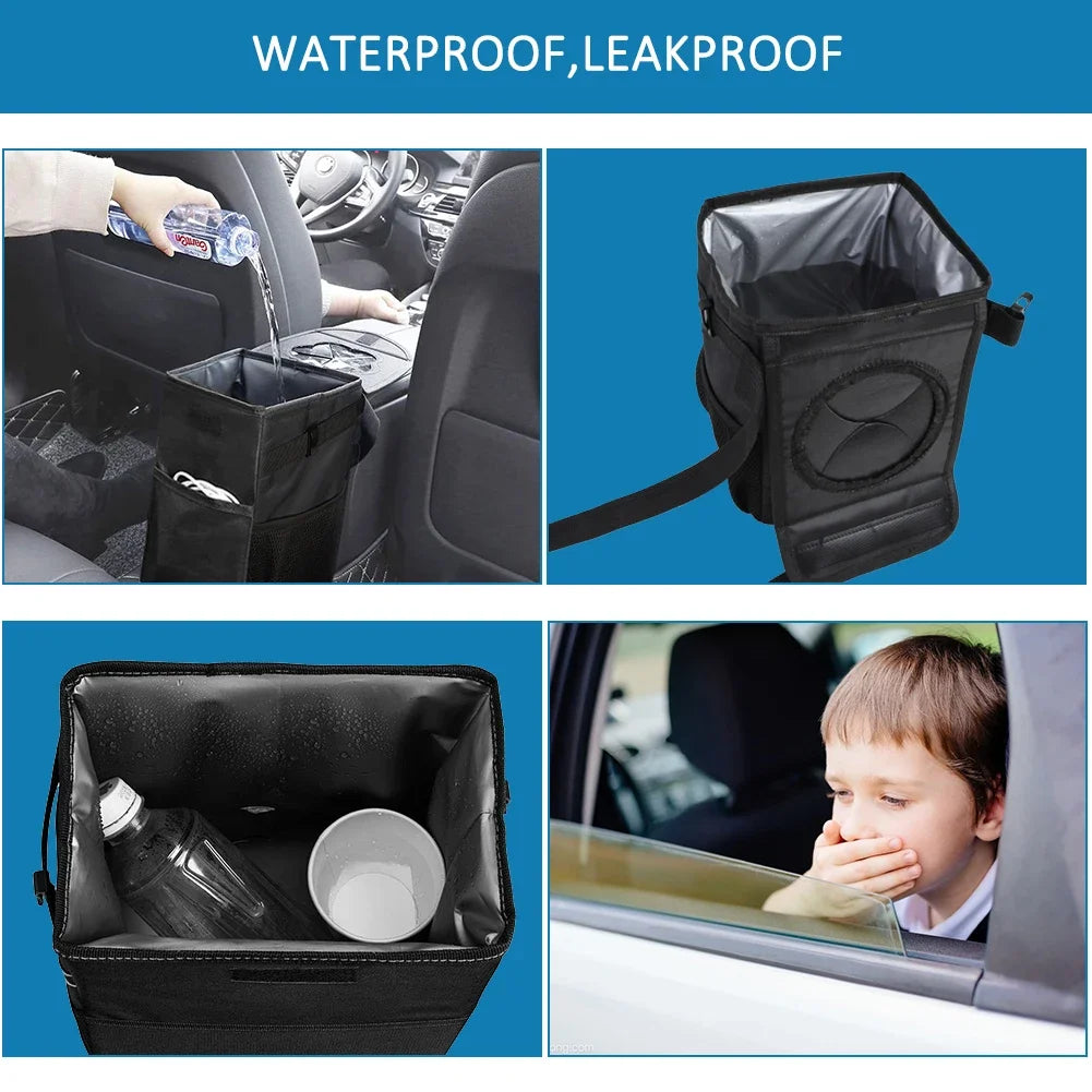 Waterproof Car Trash Can Bin, Acessórios Auto Organizer, Lixo Dump, Bolsos de armazenamento de carros, Closeable, portátil