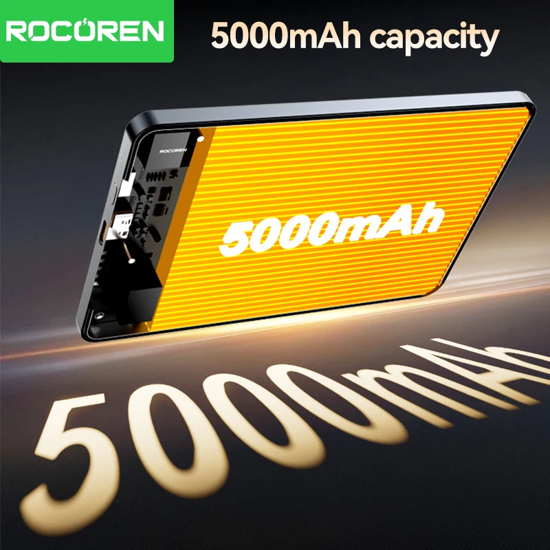 Rocoren 10000mAh Magnetic PowerBank Fast Charging 5000mAh Power Bank Portable Wireless Charger Battery For iPhone 17 16 Pro Max