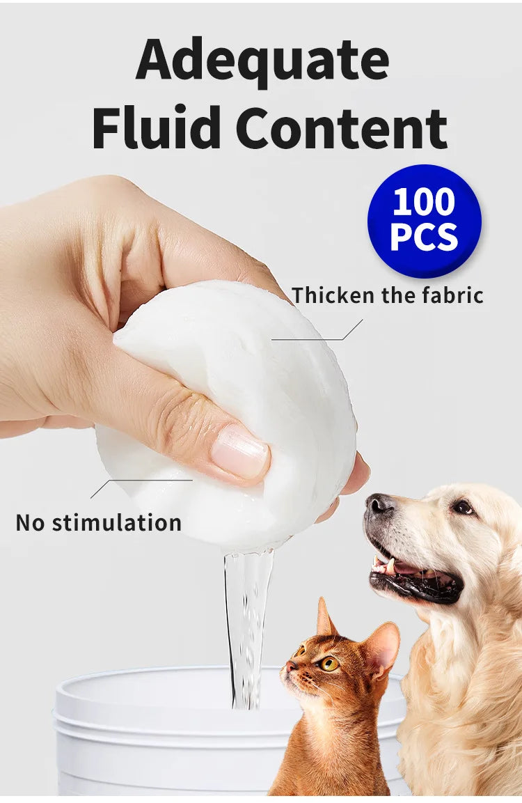 100-Pack Pet Eye Tear Stain Remover Grooming Wipes