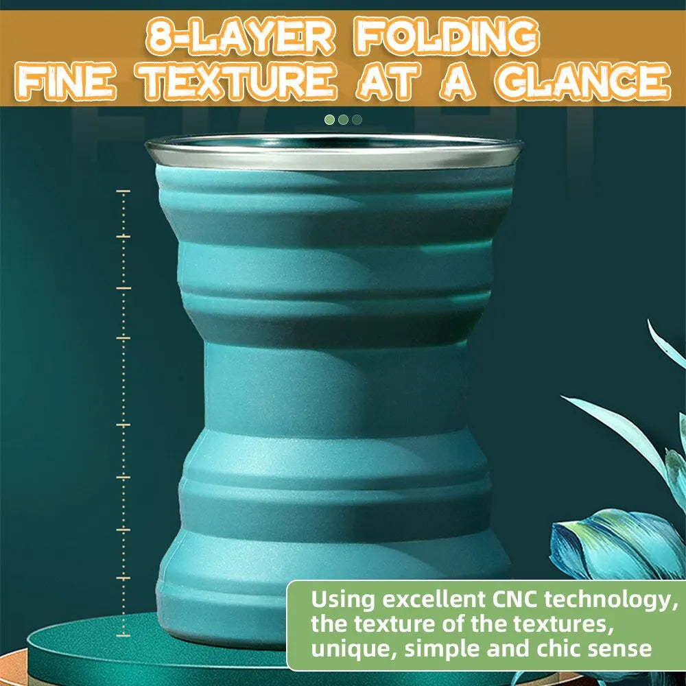 Portable Silicone Foldable Cup With Lanyard Heat Resistant Collapsible Cups Lid Folding Storage Travel Mug For Hot Water