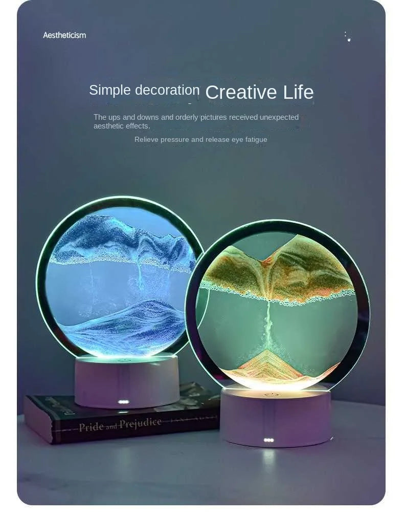 AuraSphere RGB – 3D Moving Sand Art Lamp with 16-Color LED