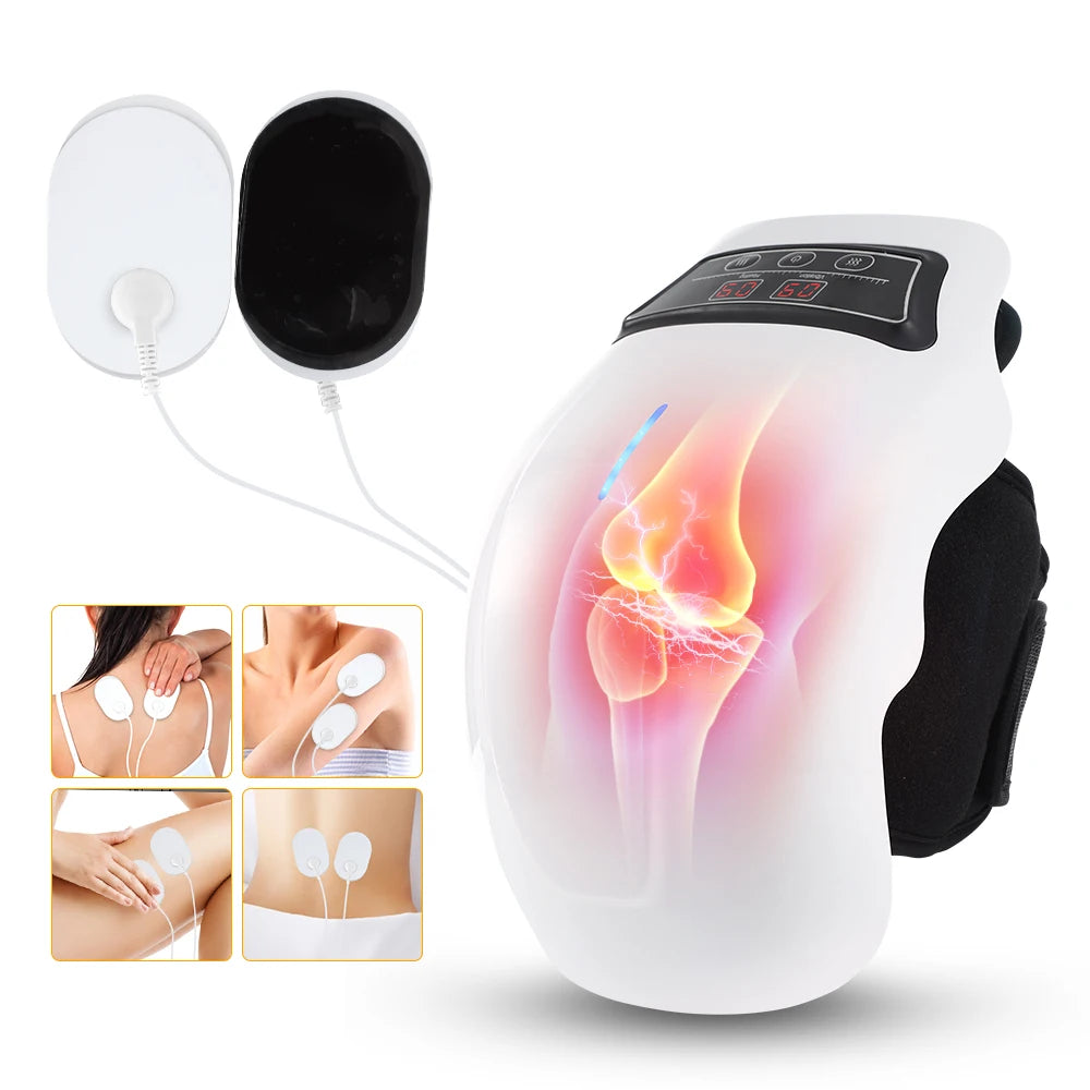Electric Knee Massage Pad 3 Levels Wireless  3D Airbag Hot Compress Vibration Massager with Red Light Knee Massage Health Care