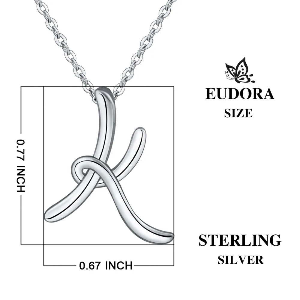 925 Sterling Silver Initial Letter Pendant Necklace