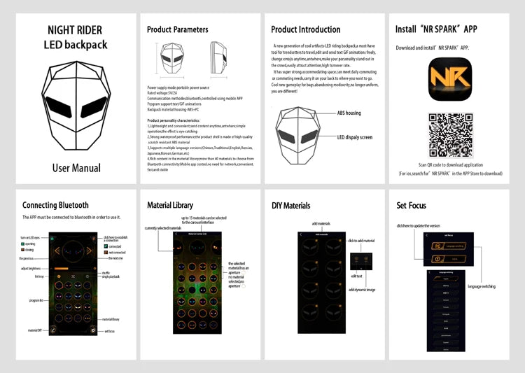 LED Knight Cycling Backpack Fashion Motorcycle Helmet Bluetooth Waterproof Hard Shell Laptops Bags Personality With Eye