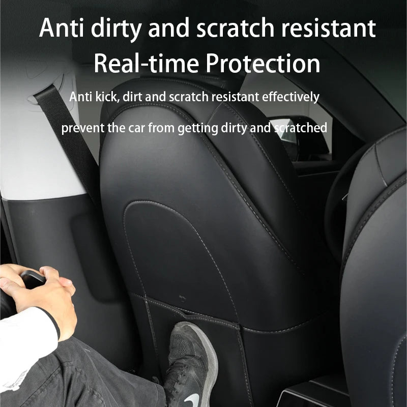 Tesla Model 3 & Y Leather Seat Back Kick Protectors