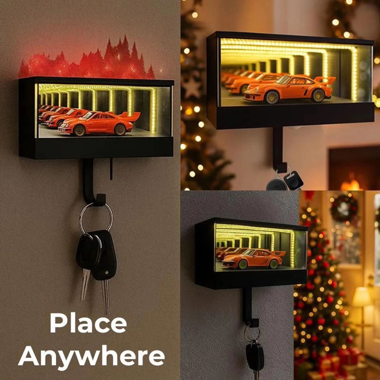 Porta-chaves de Garagem Suporte de Chaves Organizador de Chaves com Luz LED Suporte de Chaves de Carro para Entrada de Casa Apartamento Escritório (carro não incluído)