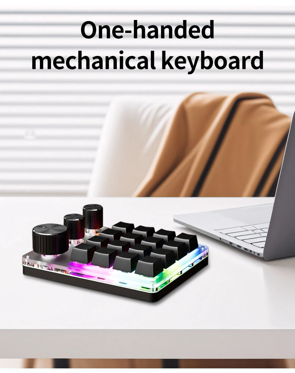 2.4G Customize Bluetooth 3 Modes USB Custom Mechanical Keyboard with Knob Volume Button Knob Programming Macro Gaming 16 Key Key