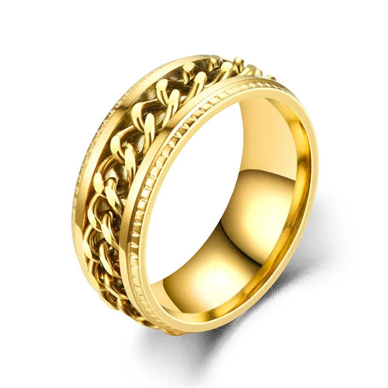 8mm Rotatable Chain Stainless Steel Fidget Spinner Ring