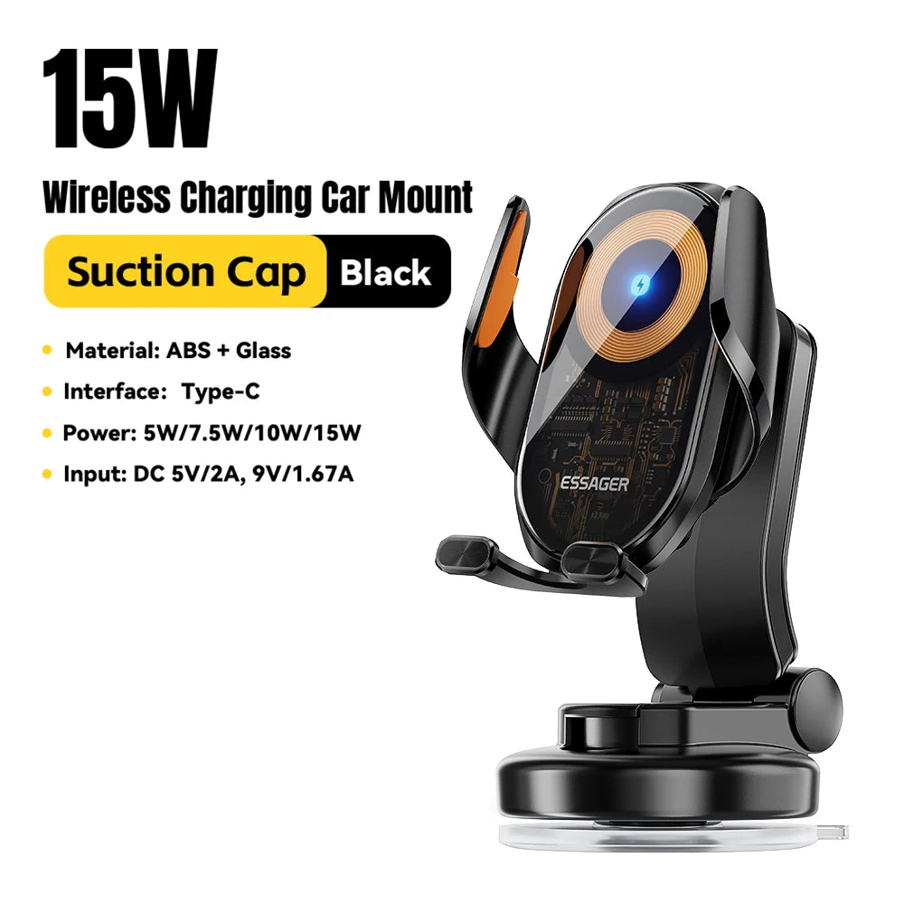 Essager 15W Magnetic Wireless Car Charger for MacSafe 15W Cooling Stand Holder for iPhone 16 15 14 13 12 Pro Max Xiaomi Samsung