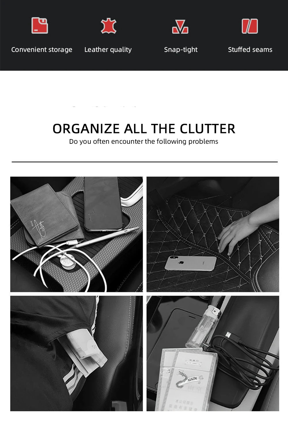 Multifunction Car Seat Gap Leak-proof Storage Bag  PU Leather Seat Slot Organizer BoxFor Car Seat Gap Filler With Cup Holder