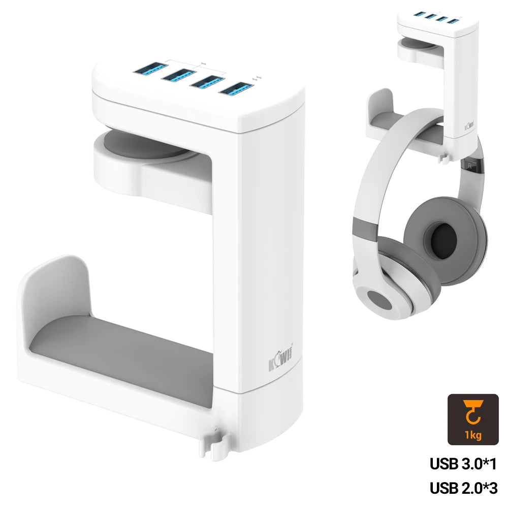 Headphone Bracket Swivel Mounted PC Gaming Headset Stand Holder Under Desk Hanger Hook Earphones Display Stand With USB Ports
