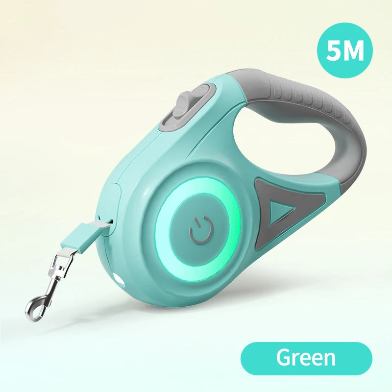 5M LED Luminous Retractable Dog Leash for Night Safety