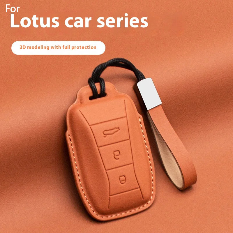 Leather for Lotus EMIRA 2023-2024 3 Button Car Key Case ICAR Remote Key Cover Fob Keychain Accessories
