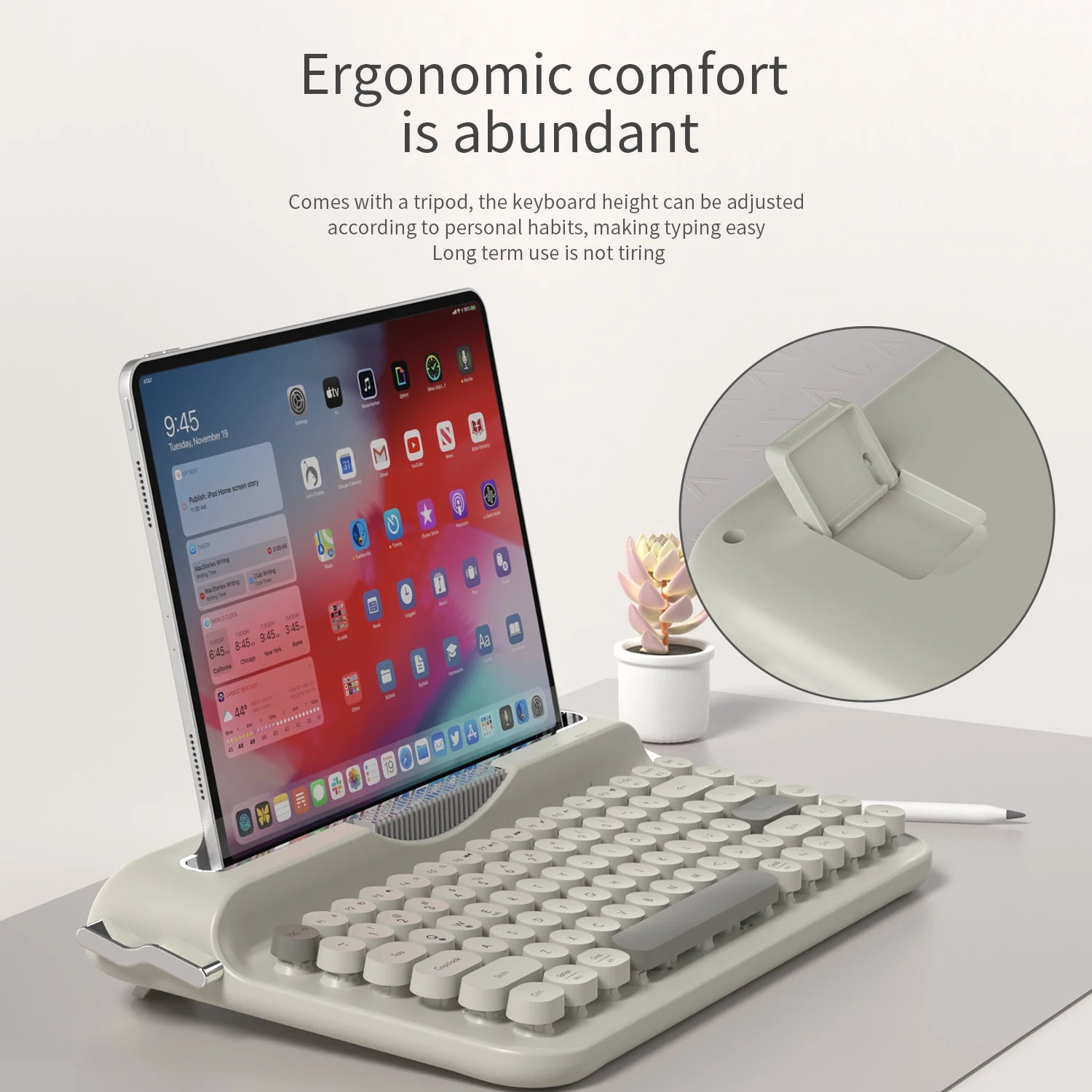 AJAZZ AF84 Wireless BT Portable Keyboard-Retro Punk Typewriter Mechanical Keyboard-Wireless BT Dual-Mode Office Keyboard