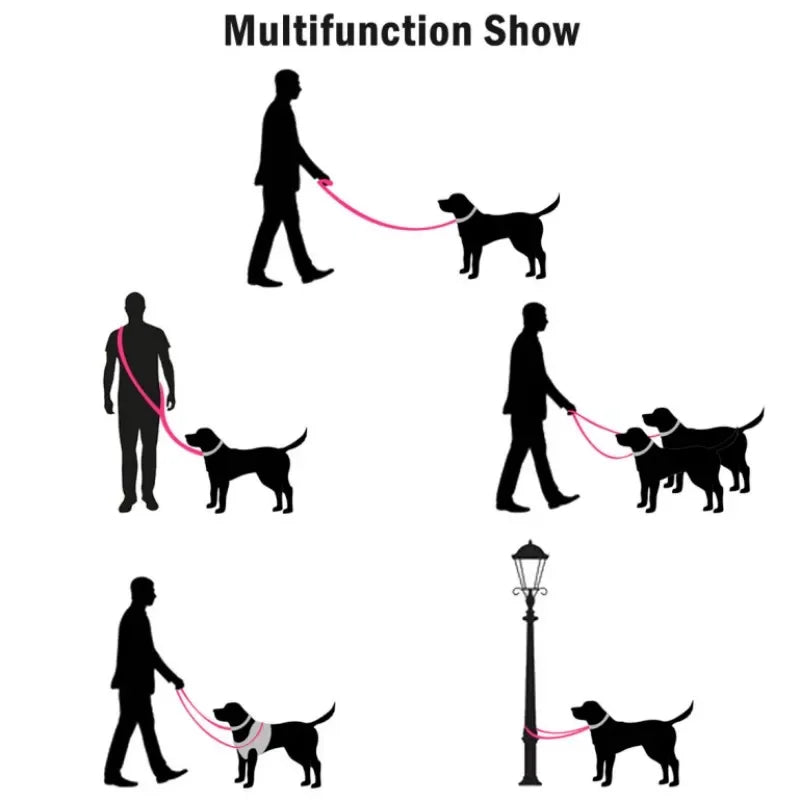 230cm Hands-Free Adjustable Multifunctional Nylon Dog Leash