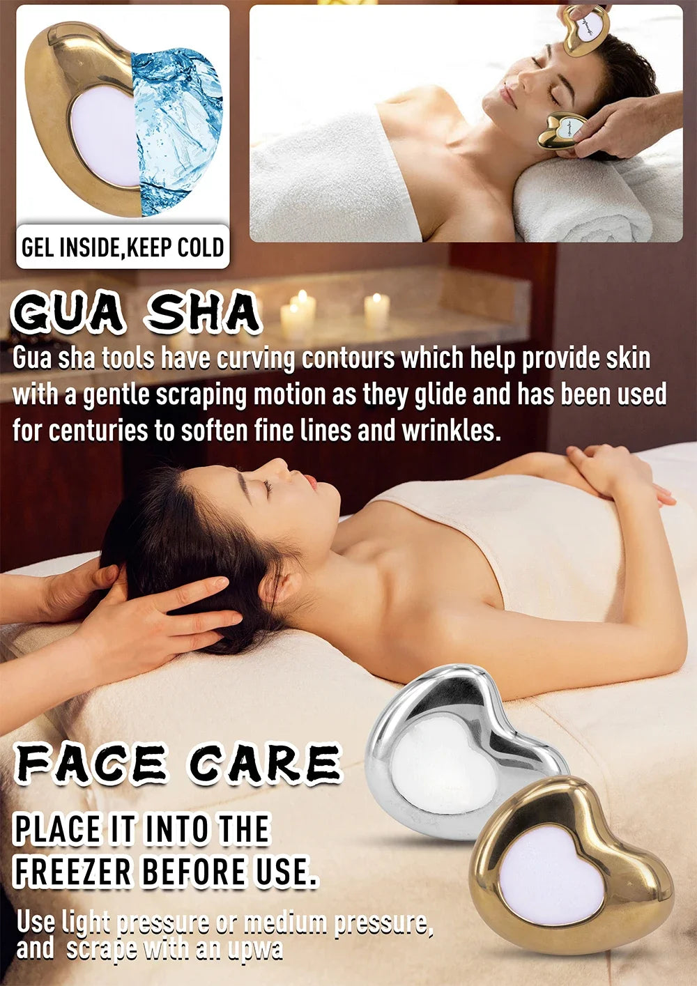 Gua Sha Board Ice Globes for Facials Stainless Steel Ice Roller for Face and Neck Facial Cryo Roller Massager Skin Care Tool