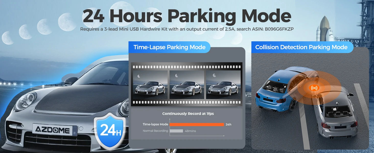 AZDOME M200 Dash Cam English Voice Control 2K Car DVR WiFi Camera for Vehicle Night Vision G-Sensor 24H Parking Monitor