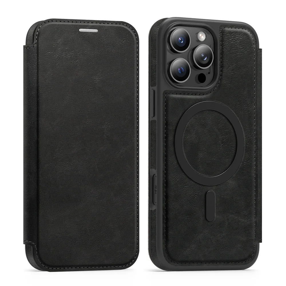 iPhone 11 - 17 Magnetic Luxury Leather Wallet Case