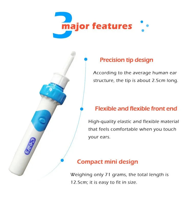 1Pc Electric Earpick for Children and Adults Ear Wax Removes Tools Protable Electric Ear Cleaner Machine Vacuum Cleaning Earwax