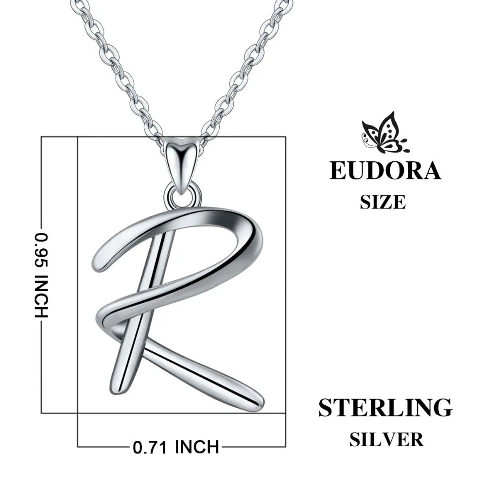 925 Sterling Silver Initial Letter Pendant Necklace