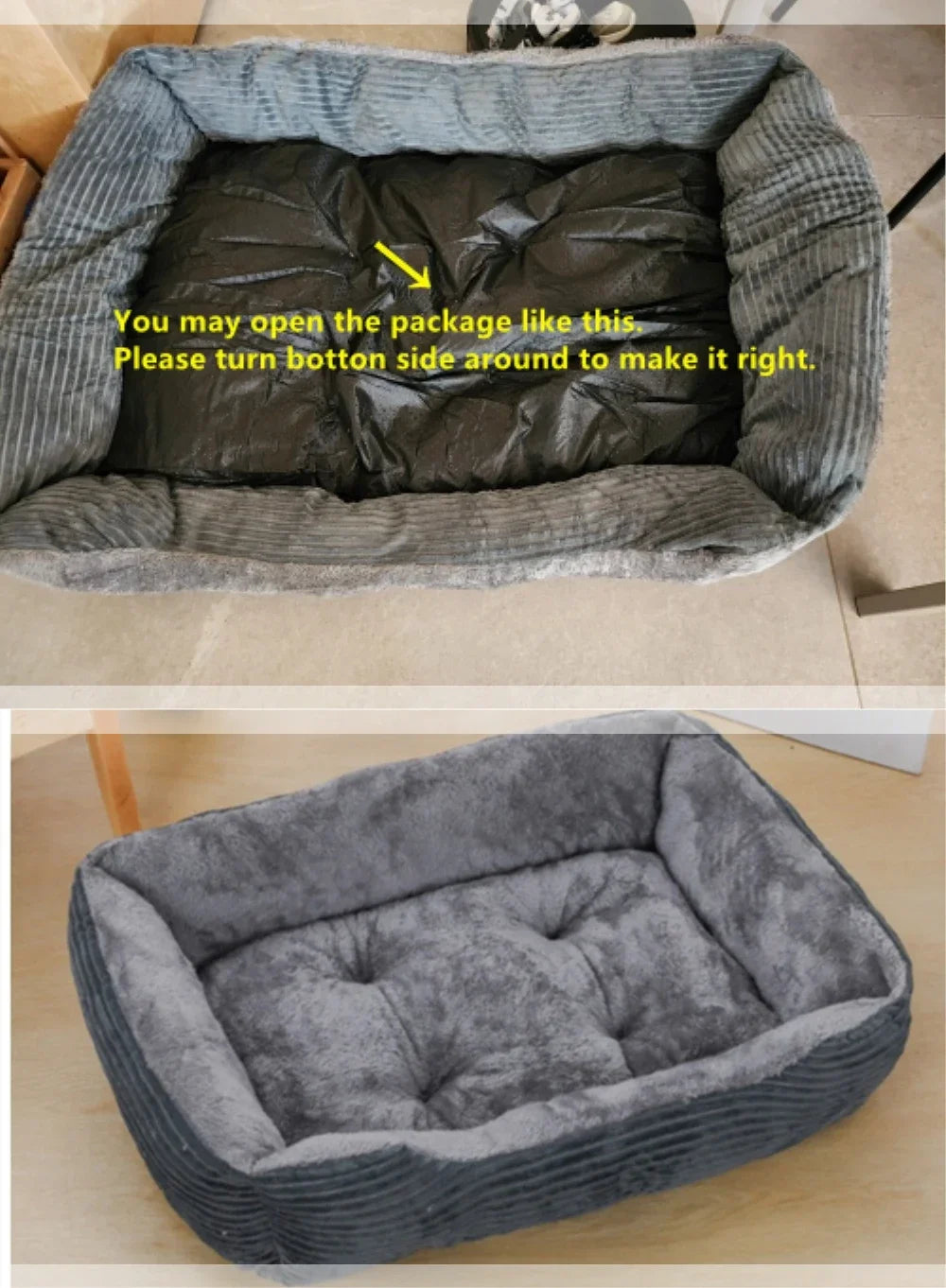 Cama Quadrada para Cães, Acessórios para Animais de Estimação, Cama Sofá Calmante de Pelúcia com Almofada Macia para Gatos e Cães Pequenos e Médios
