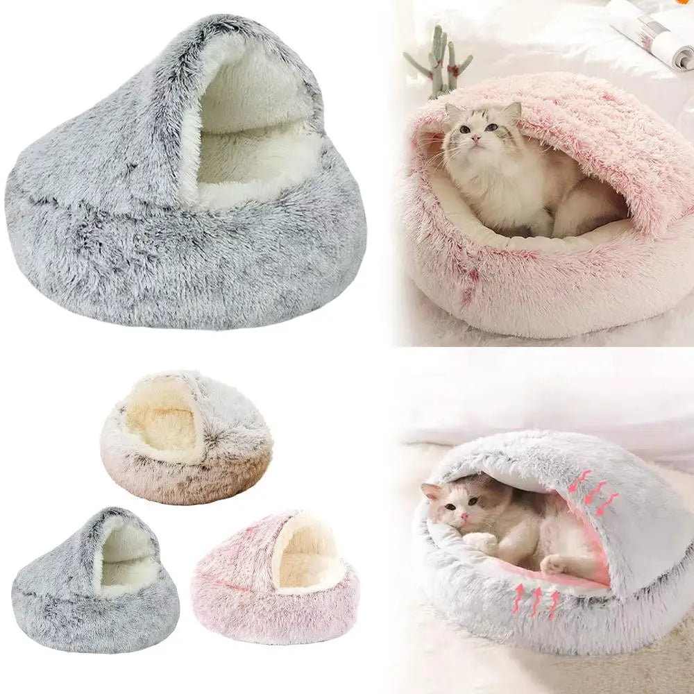 Cama de Inverno Redonda em Pelúcia para Gatos, Almofada para Gatos, Casa Quente para Gatos, Cesto para Gatos, Saco de Dormir para Animais de Estimação, Ninho para Gatinhos, Canil para Cães e Gatos