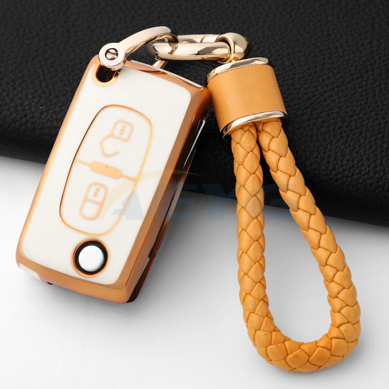 TPU Car Remote Key Case Cover For Peugeot Partner Citroen Berlingo C3 Picasso 2009 2010 2011-2016 Key Chain Accessories