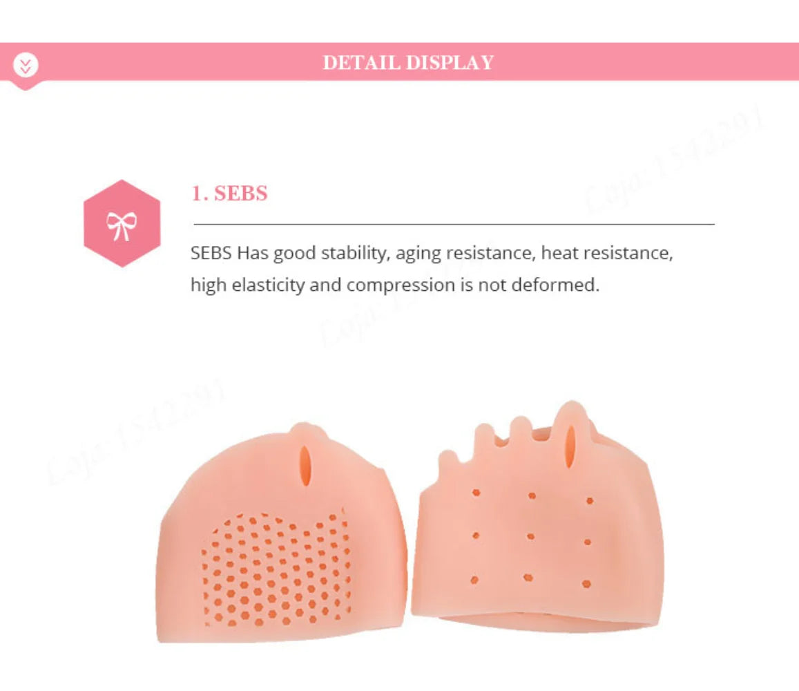 2pcs Silicone Toe Separator Hallux Valgus Corrector Bunion Orthotics Protector Pain Relief Forefoot Pad Socks Foot Care Pedicure
