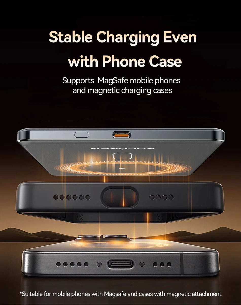 Rocoren 10000mAh Magnetic PowerBank Fast Charging 5000mAh Power Bank Portable Wireless Charger Battery For iPhone 17 16 Pro Max