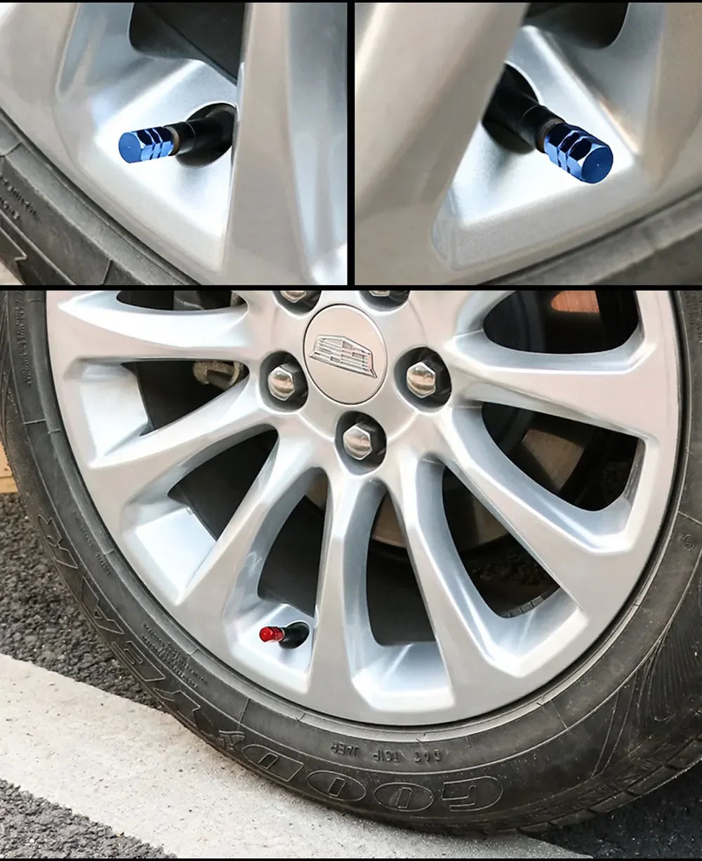 Aluminum Alloy Car Tire Valve Caps Airdust Waterproof Tyre Rim Stem Cover for Automobiles Motorcycles Bikes 4Pcs