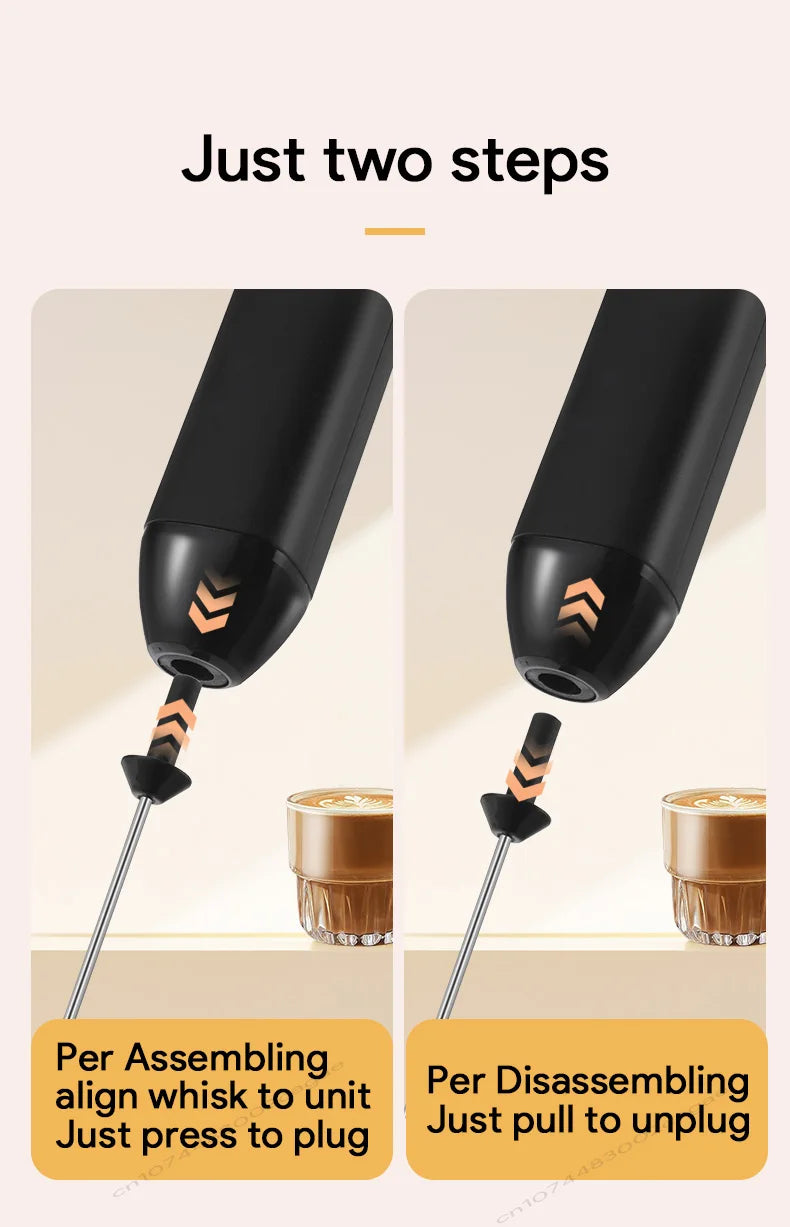 USB Rechargeable 3-Speed Handheld Milk Frother and Whisk