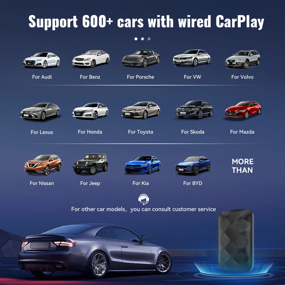 XUDA Android14 Wireless CarPlay/Android Auto 3in1 NEW CarPlay Ai Box  4Cores 4GB RAM+64GB ROM Plug and Play Stable Transmission