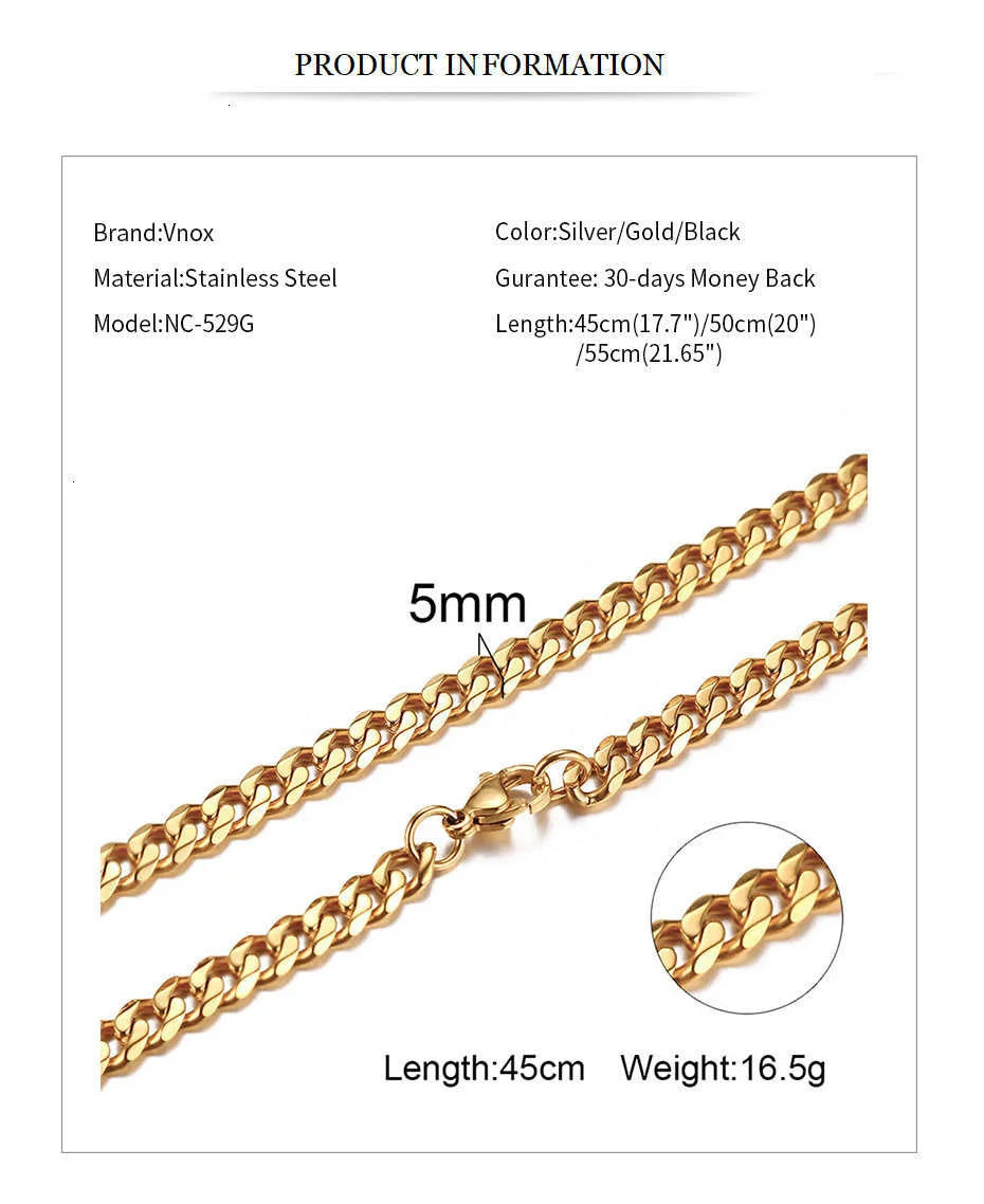 Stainless Steel Cuban Link and Rope Chain Necklace